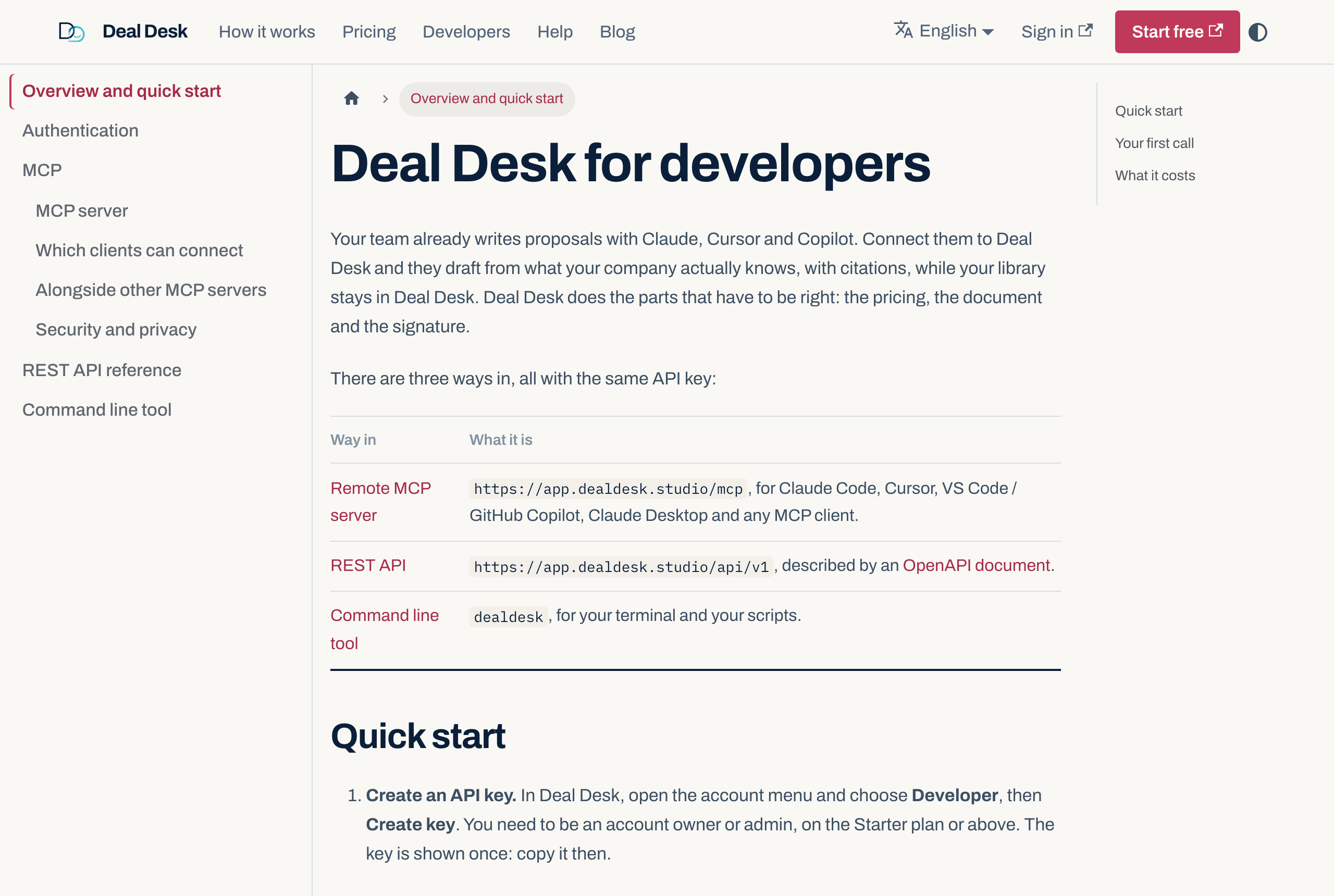 The Deal Desk developer docs